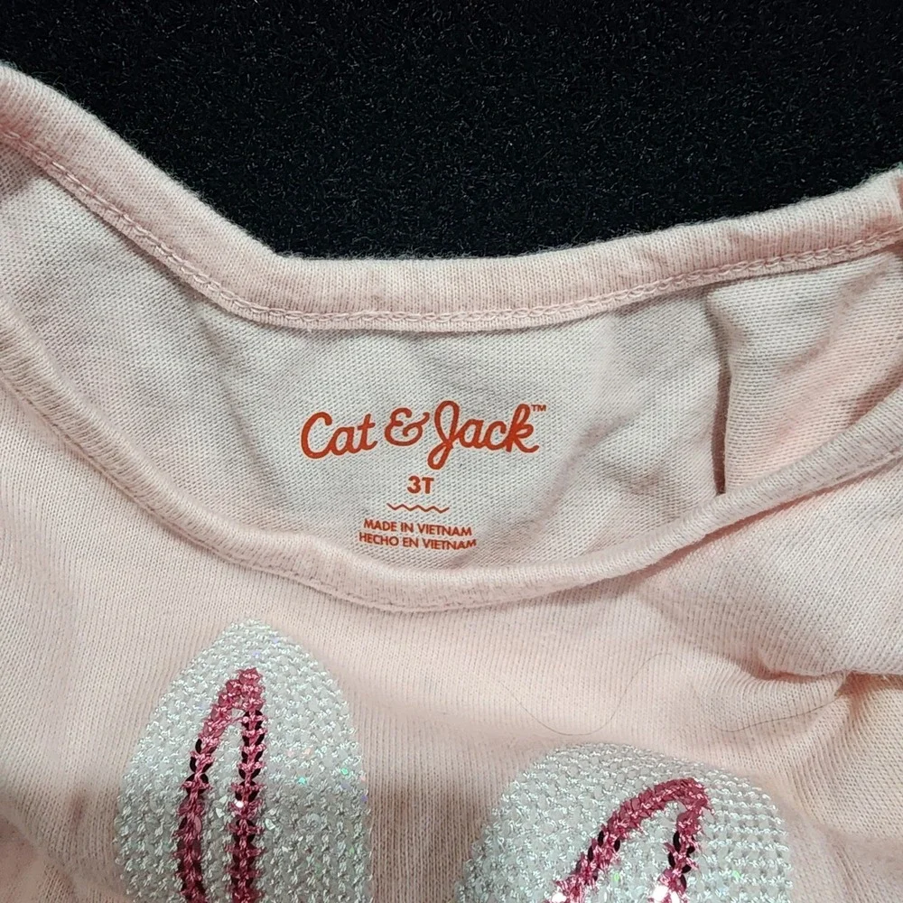 Cat‎ Jack Toddler Girls Pink Bunny Dress Tulle Glitter Easter Size 3T